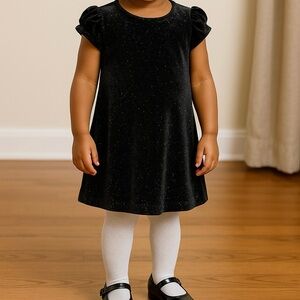NEW Velvet Swing Sparkle Dress Toddler Girls Size 3T Black Velvet Saks NWT